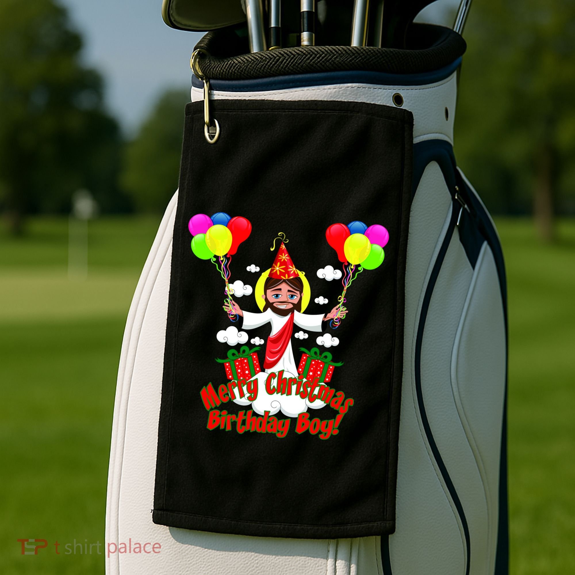 Merry Christmas Jesus Birthday Boy Golf Towel