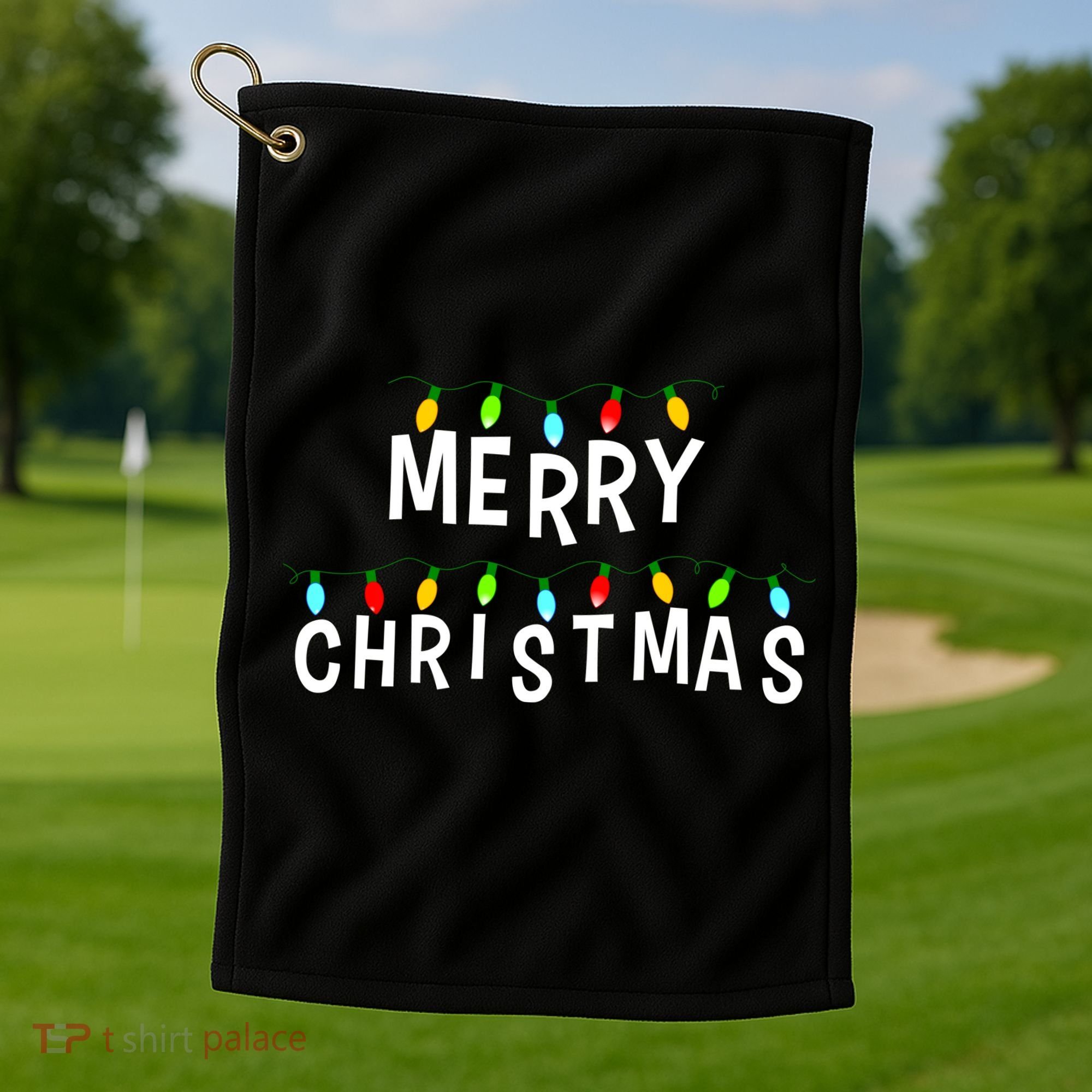 Merry Christmas Lights Golf Towel