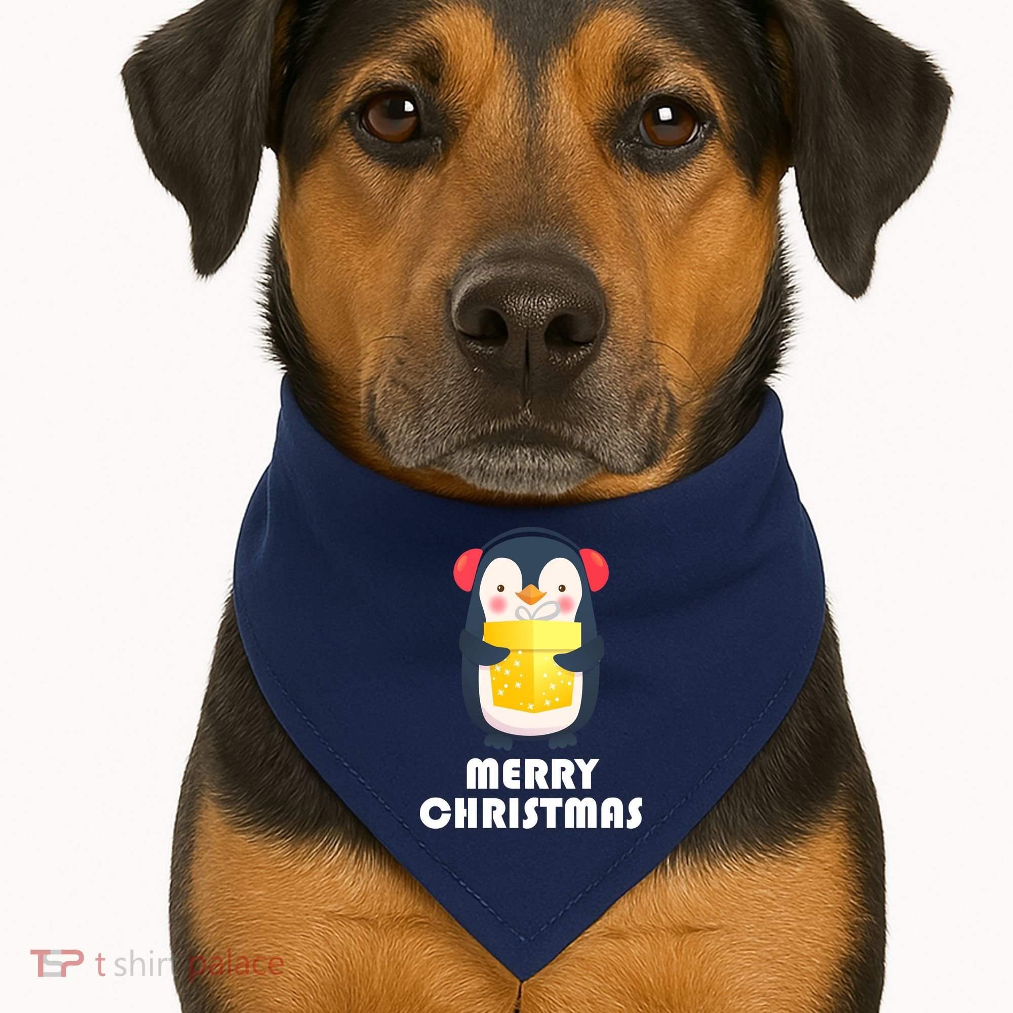 Merry Christmas Penguin USA-Made Doggie Bandana