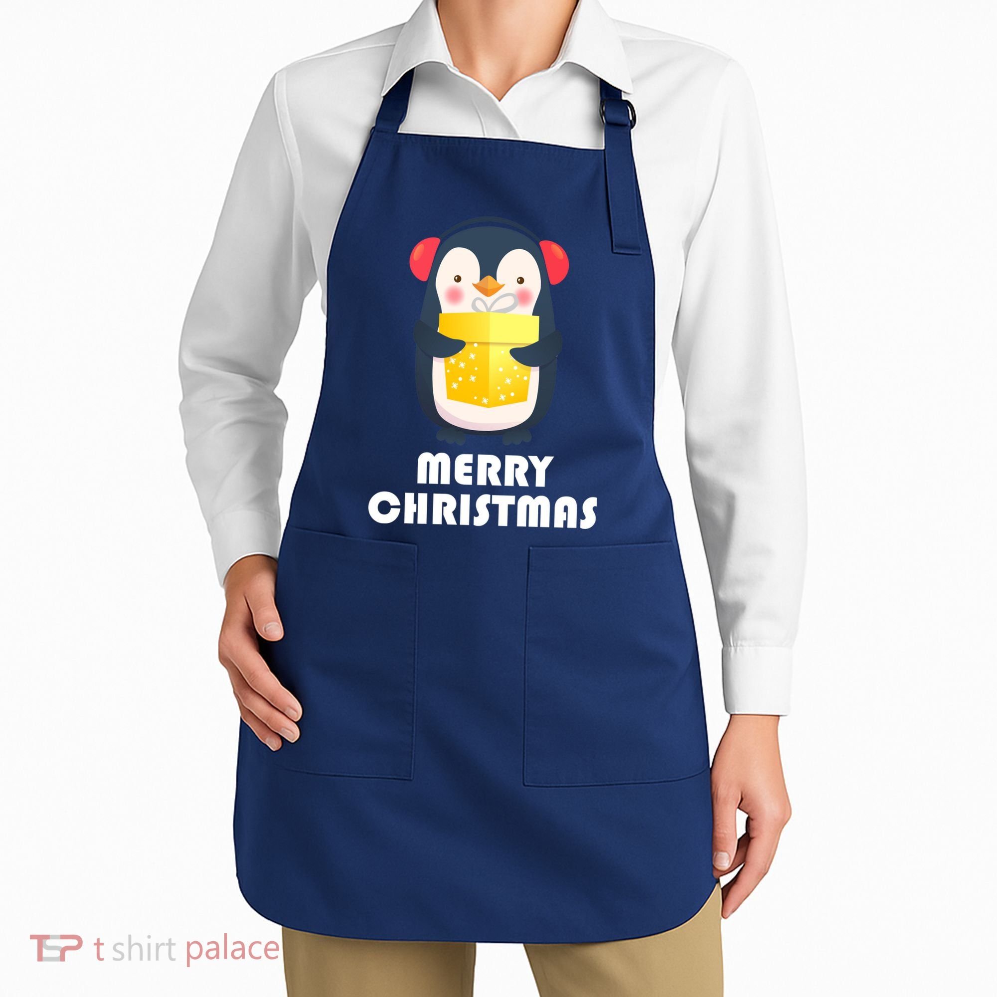 Merry Christmas Penguin Apron
