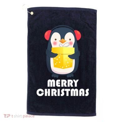 Merry Christmas Penguin Golf Towel