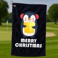 Merry Christmas Penguin Golf Towel thumb 1