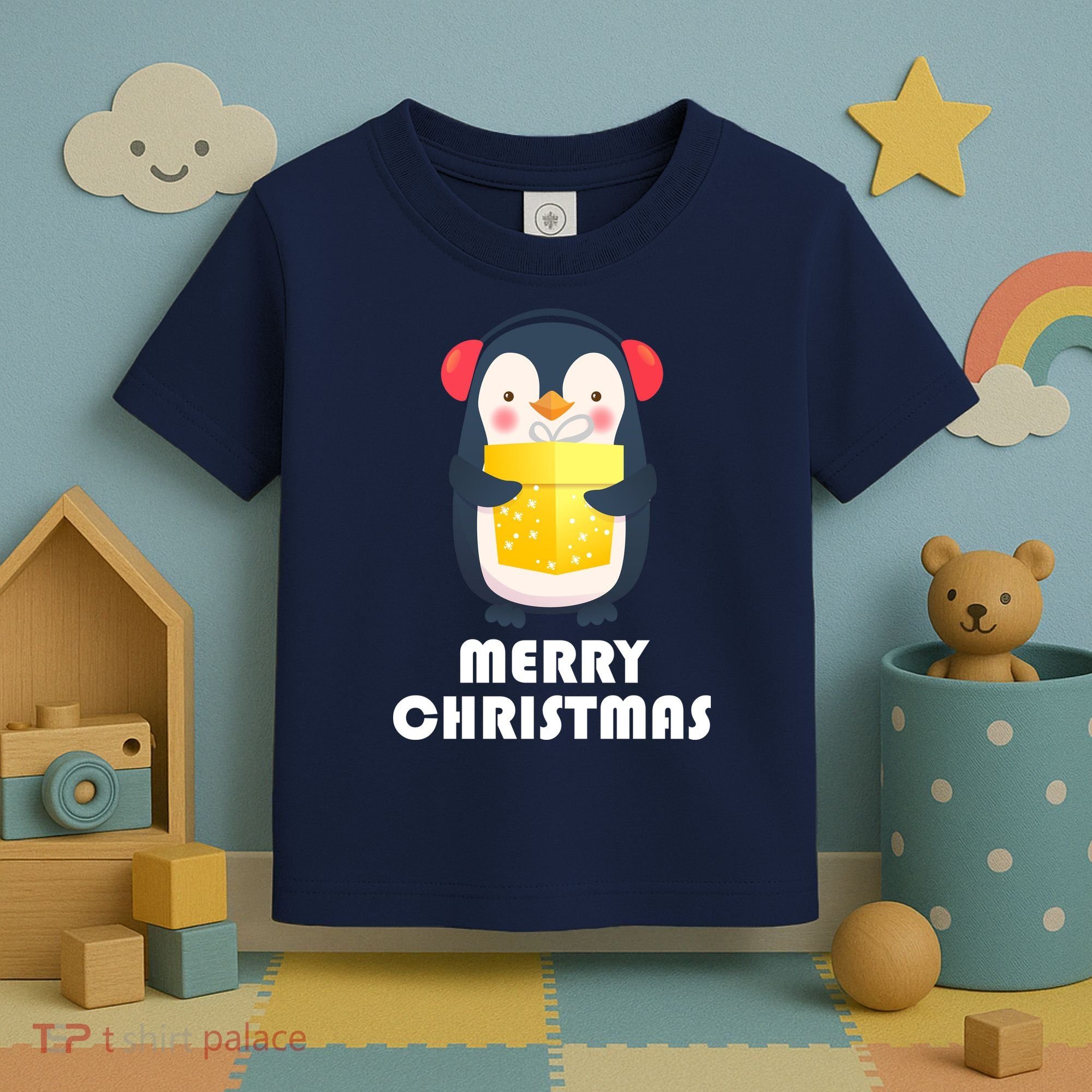 Merry Christmas Penguin Toddler T-Shirt