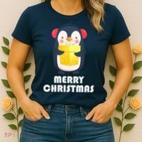 Merry Christmas Penguin Women's T-Shirt thumb 2