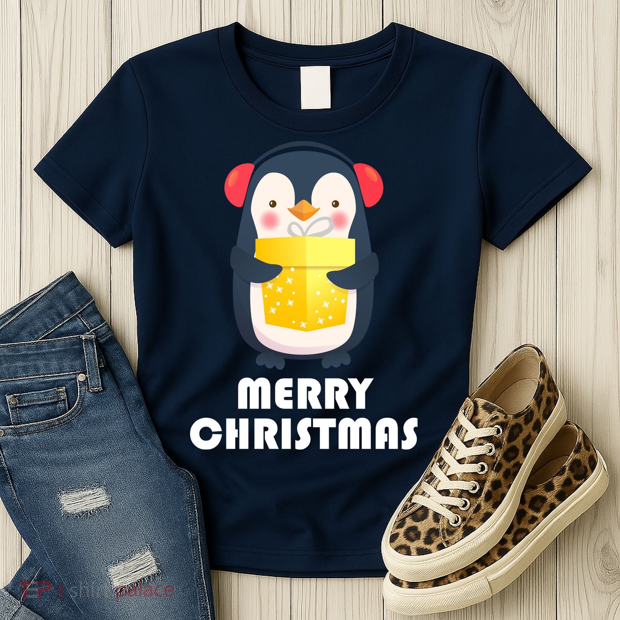 Merry Christmas Penguin Women's T-Shirt