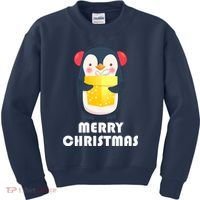 Merry Christmas Penguin Kids Sweatshirt thumb 0