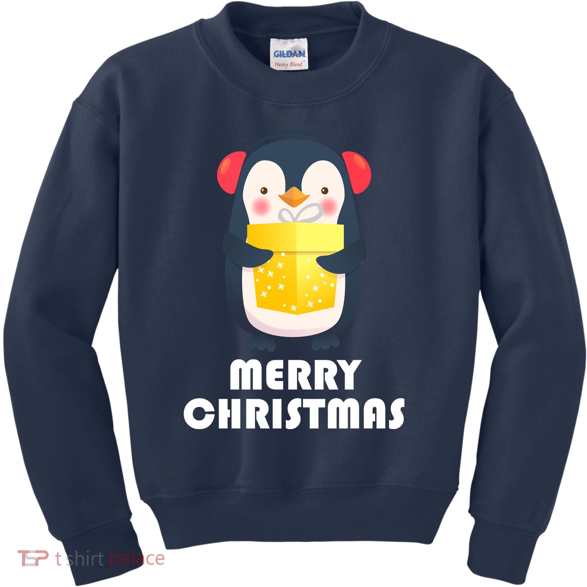 Merry Christmas Penguin Kids Sweatshirt