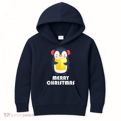 Merry Christmas Penguin Kids Hoodie
