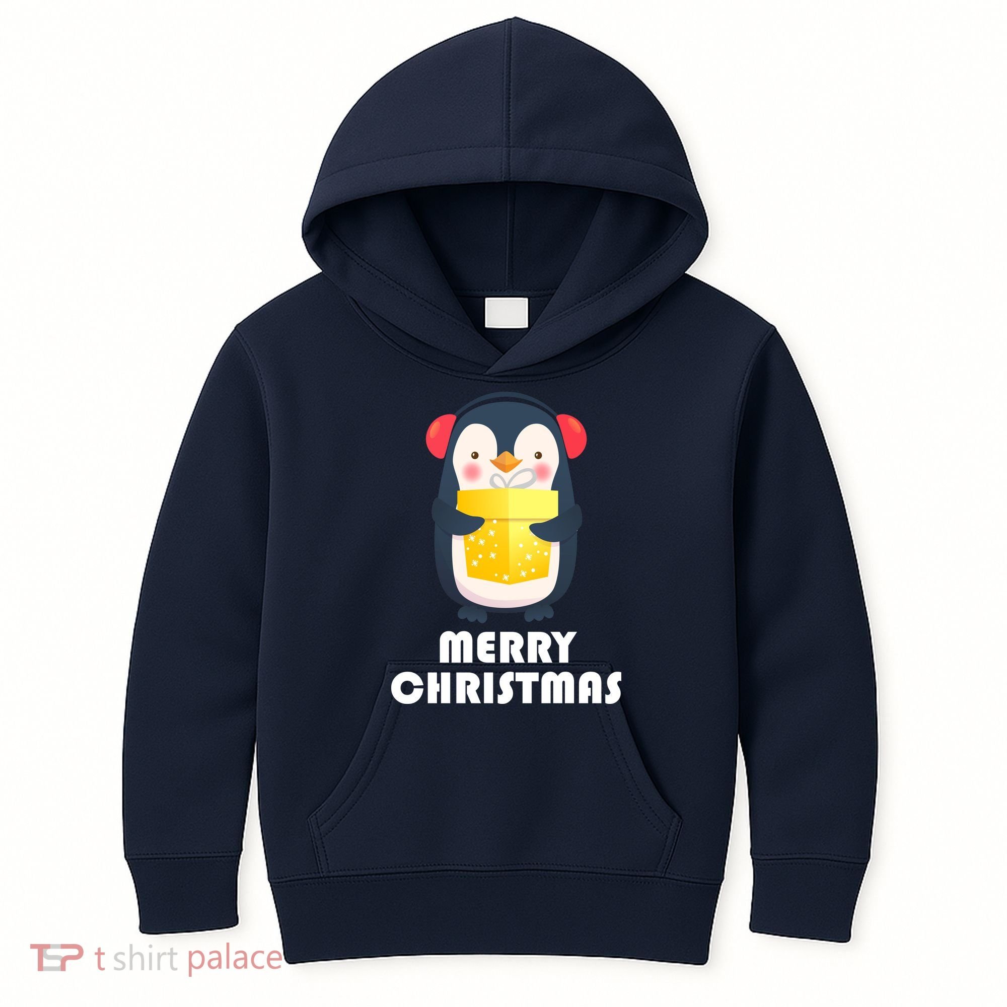 Merry Christmas Penguin Kids Hoodie