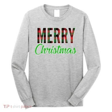 Merry Christmas Plaid Long Sleeve Shirt