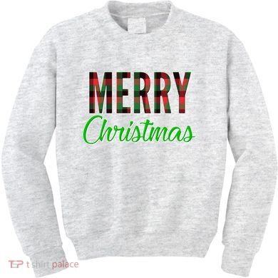 Merry Christmas Plaid Kids Sweatshirt