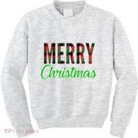 Merry Christmas Plaid Kids Sweatshirt thumb 0
