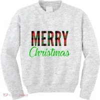 Merry Christmas Plaid Kids Sweatshirt thumb 0