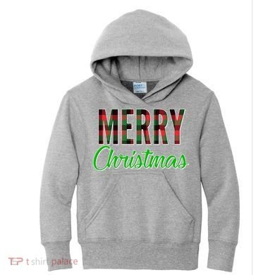 Merry Christmas Plaid Kids Hoodie