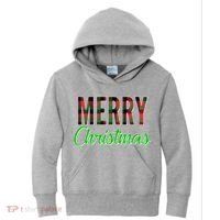 Merry Christmas Plaid Kids Hoodie thumb 0