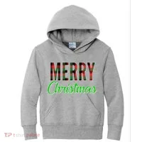 Merry Christmas Plaid Kids Hoodie thumb 0