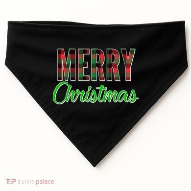 Merry Christmas Plaid USA-Made Doggie Bandana
