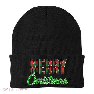 Merry Christmas Plaid Beanie