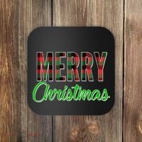Merry Christmas Plaid Coaster thumb 0