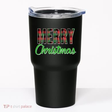Merry Christmas Plaid Tumbler