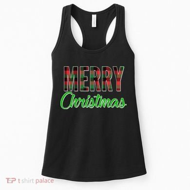 Merry Christmas Plaid Women's Tank Top