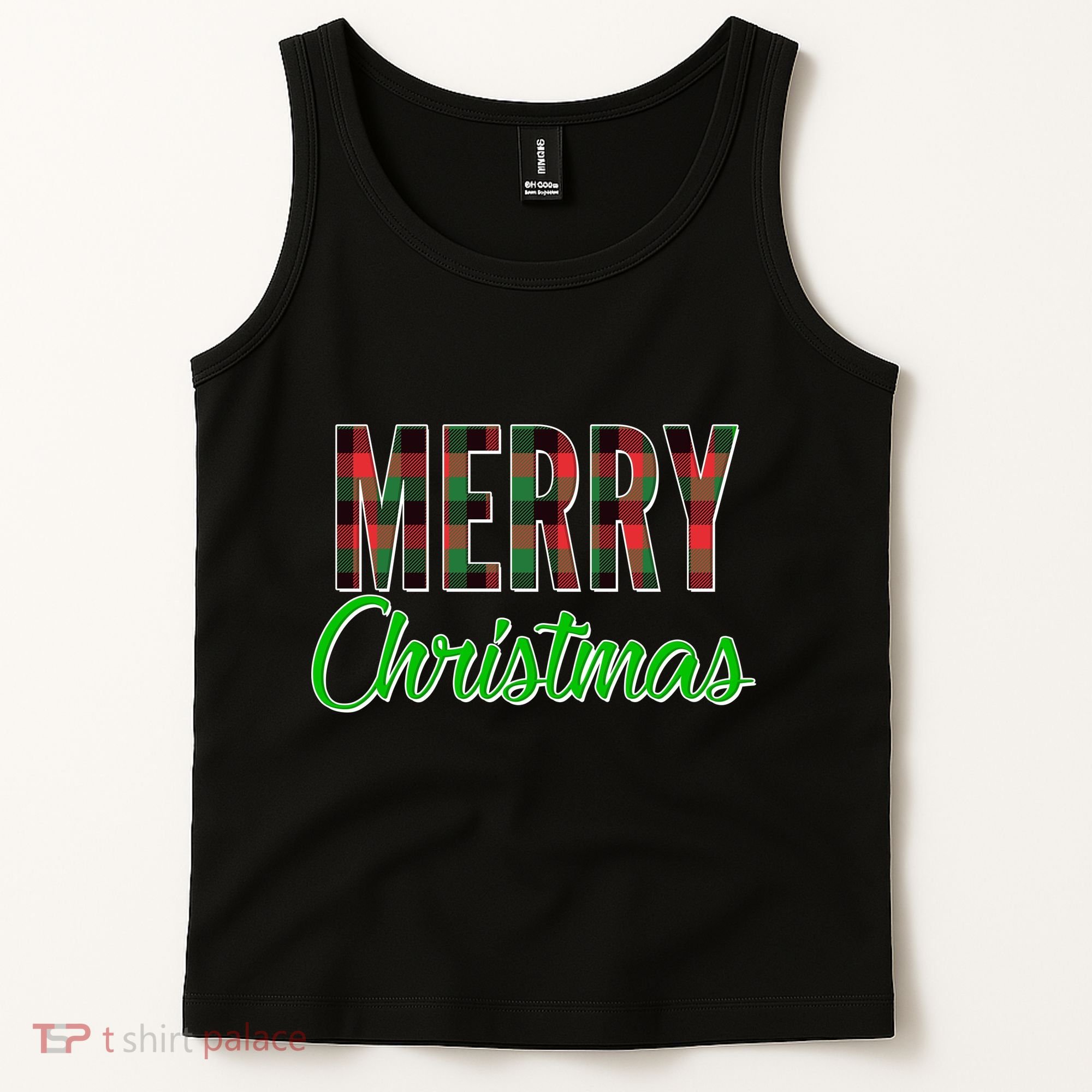 Merry Christmas Plaid Tank Top