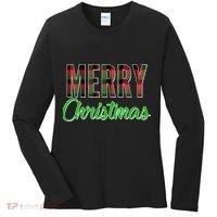 Merry Christmas Plaid Women's Long Sleeve Shirt thumb 0