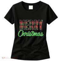 Merry Christmas Plaid Women's T-Shirt thumb 0