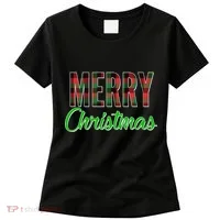 Merry Christmas Plaid Women's T-Shirt thumb 0