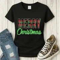Merry Christmas Plaid Women's T-Shirt thumb 3