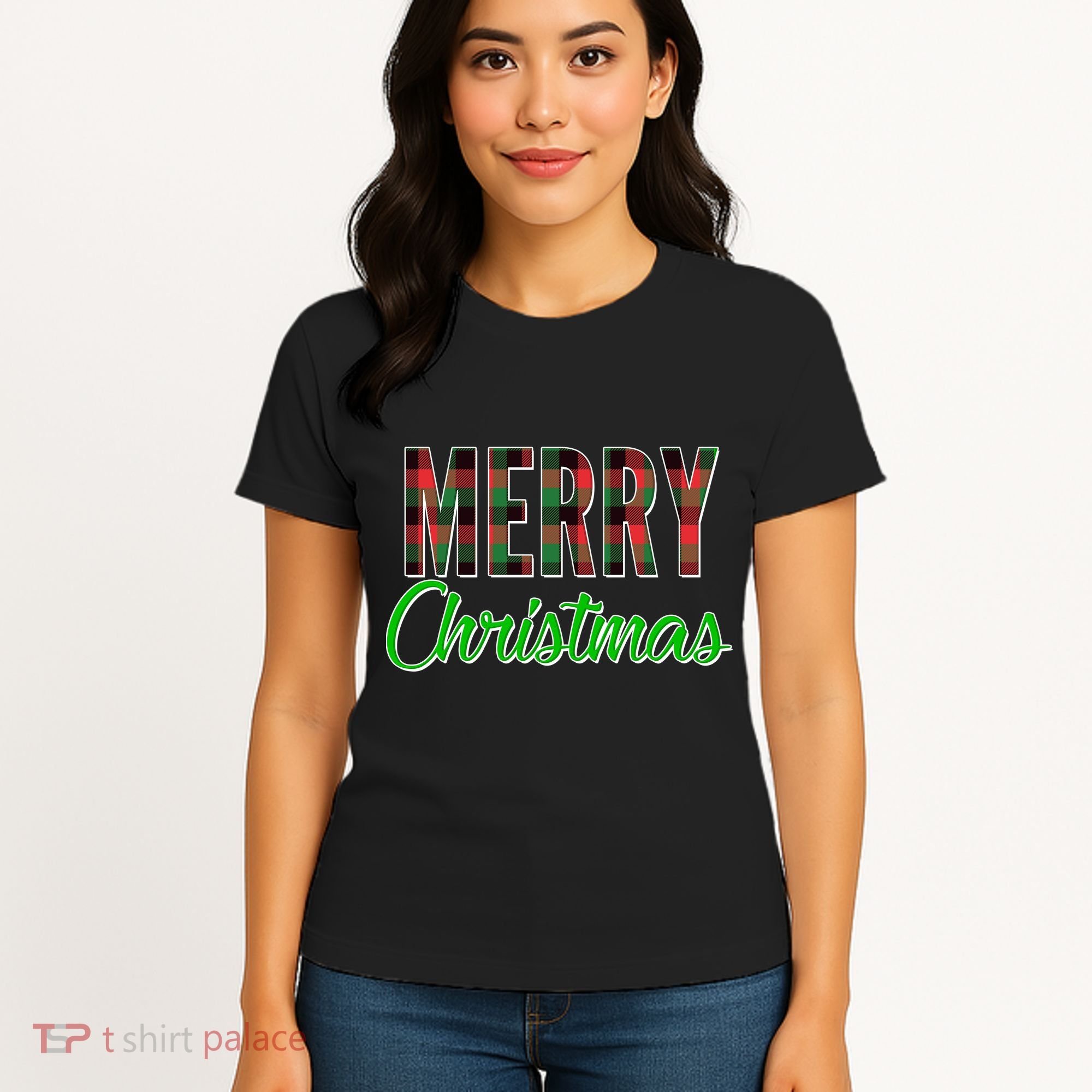 Merry Christmas Plaid Women's T-Shirt