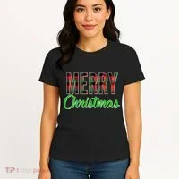 Merry Christmas Plaid Women's T-Shirt thumb 4