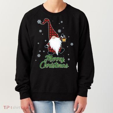 Merry Christmas Plaid Garden Gnome Women's Sweatshirt