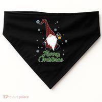 Merry Christmas Plaid Garden Gnome USA-Made Doggie Bandana thumb 0