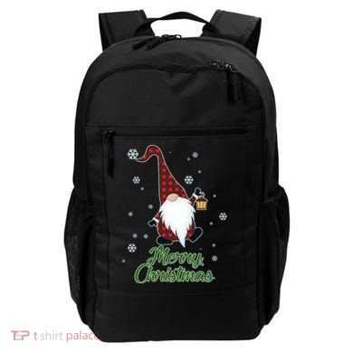 Merry Christmas Plaid Garden Gnome Backpack