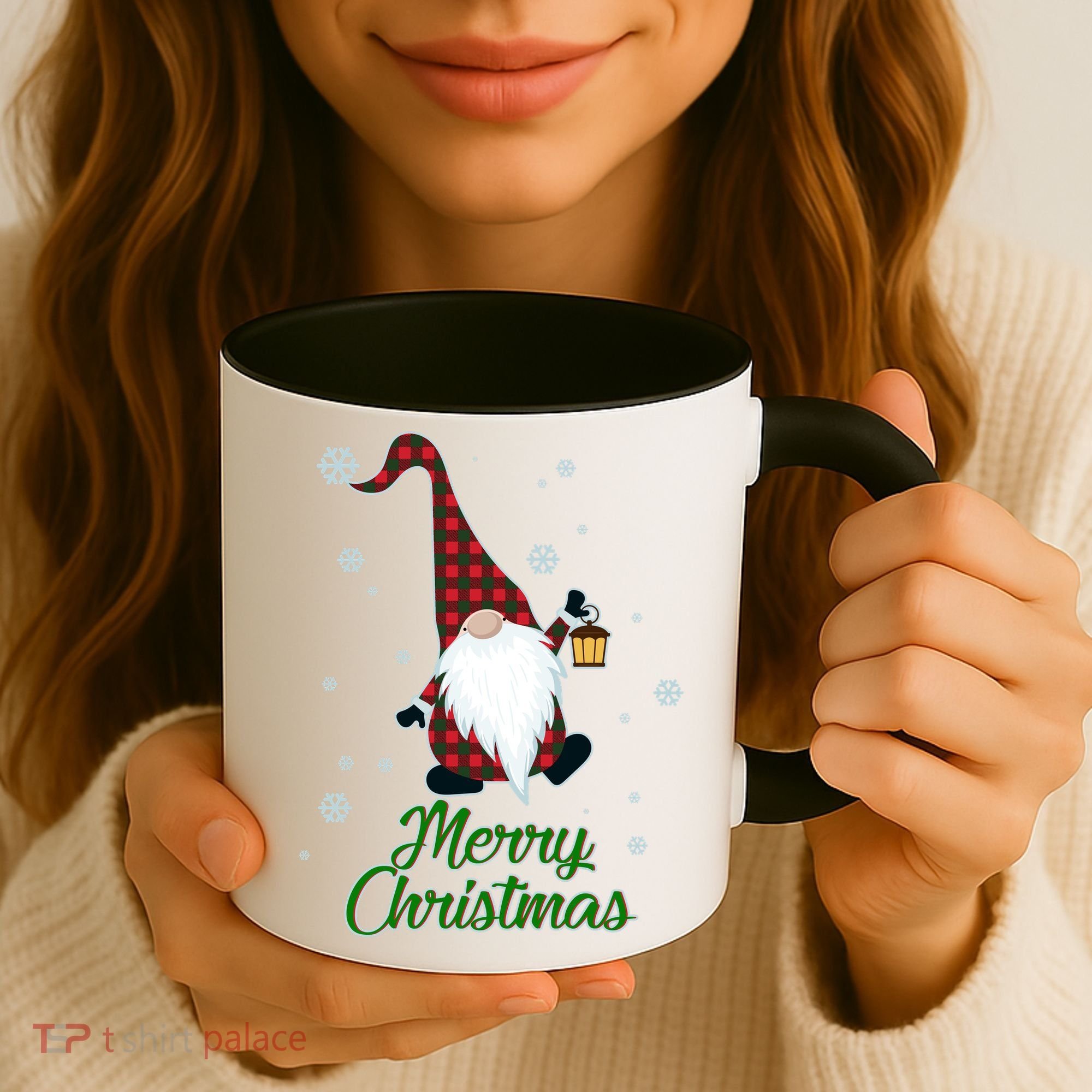 Merry Christmas Plaid Garden Gnome Coffee Mug