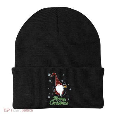 Merry Christmas Plaid Garden Gnome Beanie