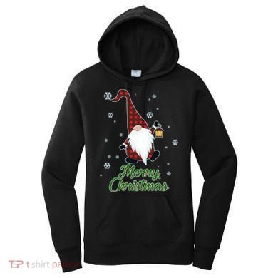 Merry Christmas Plaid Garden Gnome Women's Hoodie