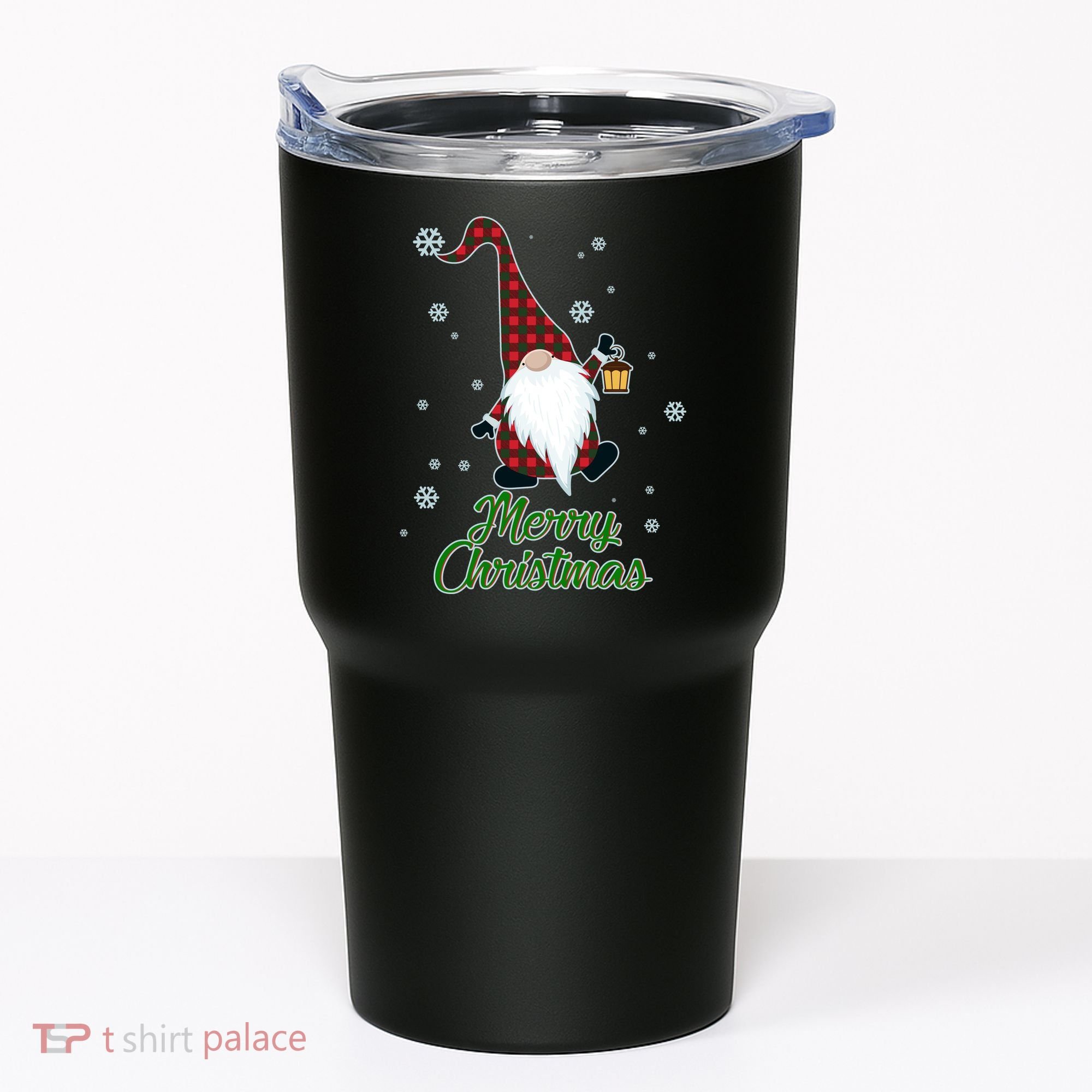 Merry Christmas Plaid Garden Gnome Tumbler
