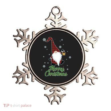 Merry Christmas Plaid Garden Gnome Ornament