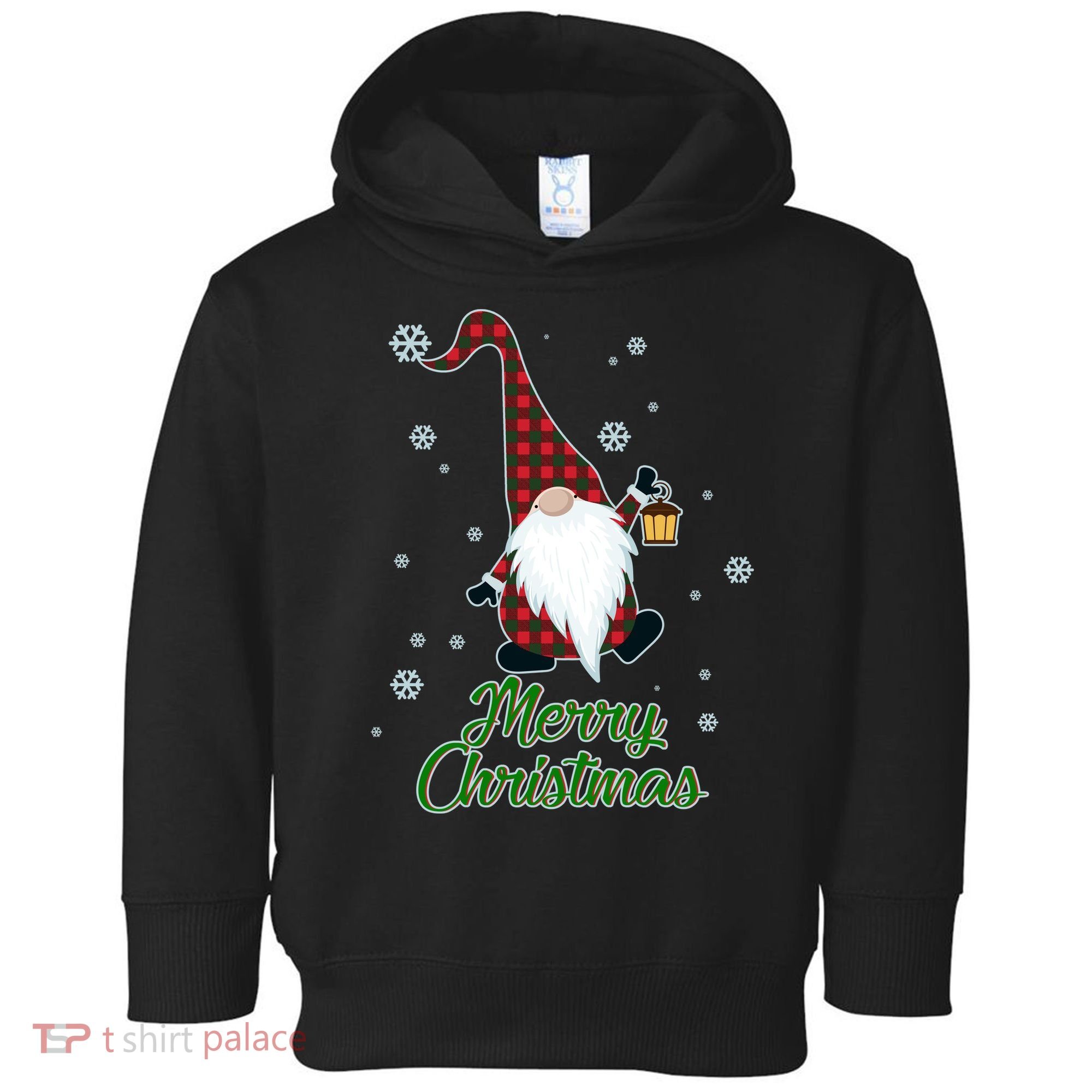 Merry Christmas Plaid Garden Gnome Toddler Hoodie