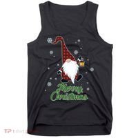 Merry Christmas Plaid Garden Gnome Tank Top thumb 0