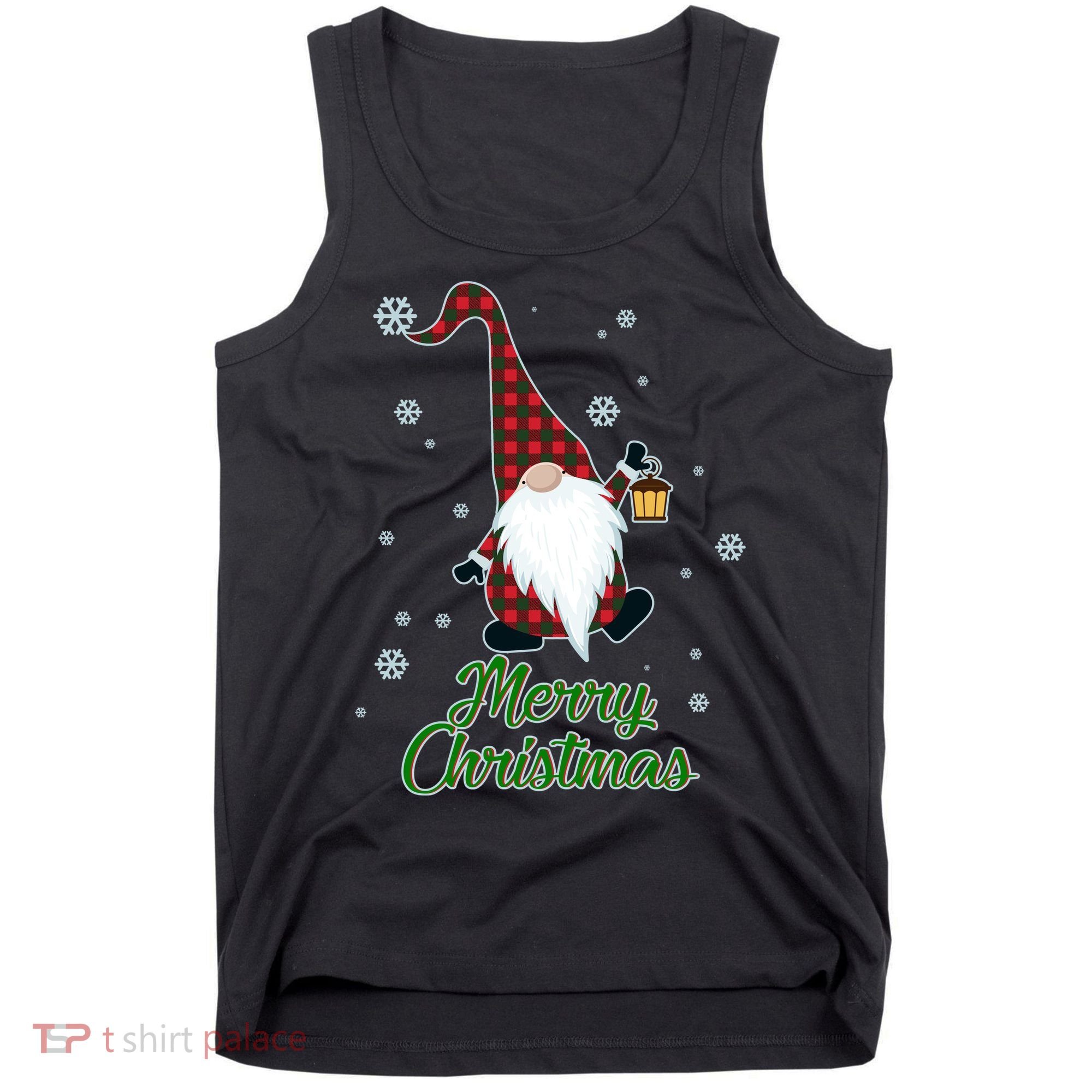 Merry Christmas Plaid Garden Gnome Tank Top