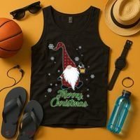 Merry Christmas Plaid Garden Gnome Tank Top thumb 4