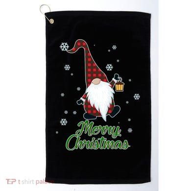 Merry Christmas Plaid Garden Gnome Golf Towel