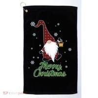 Merry Christmas Plaid Garden Gnome Golf Towel thumb 0