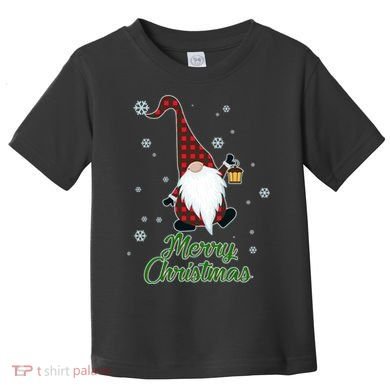 Merry Christmas Plaid Garden Gnome Toddler T-Shirt