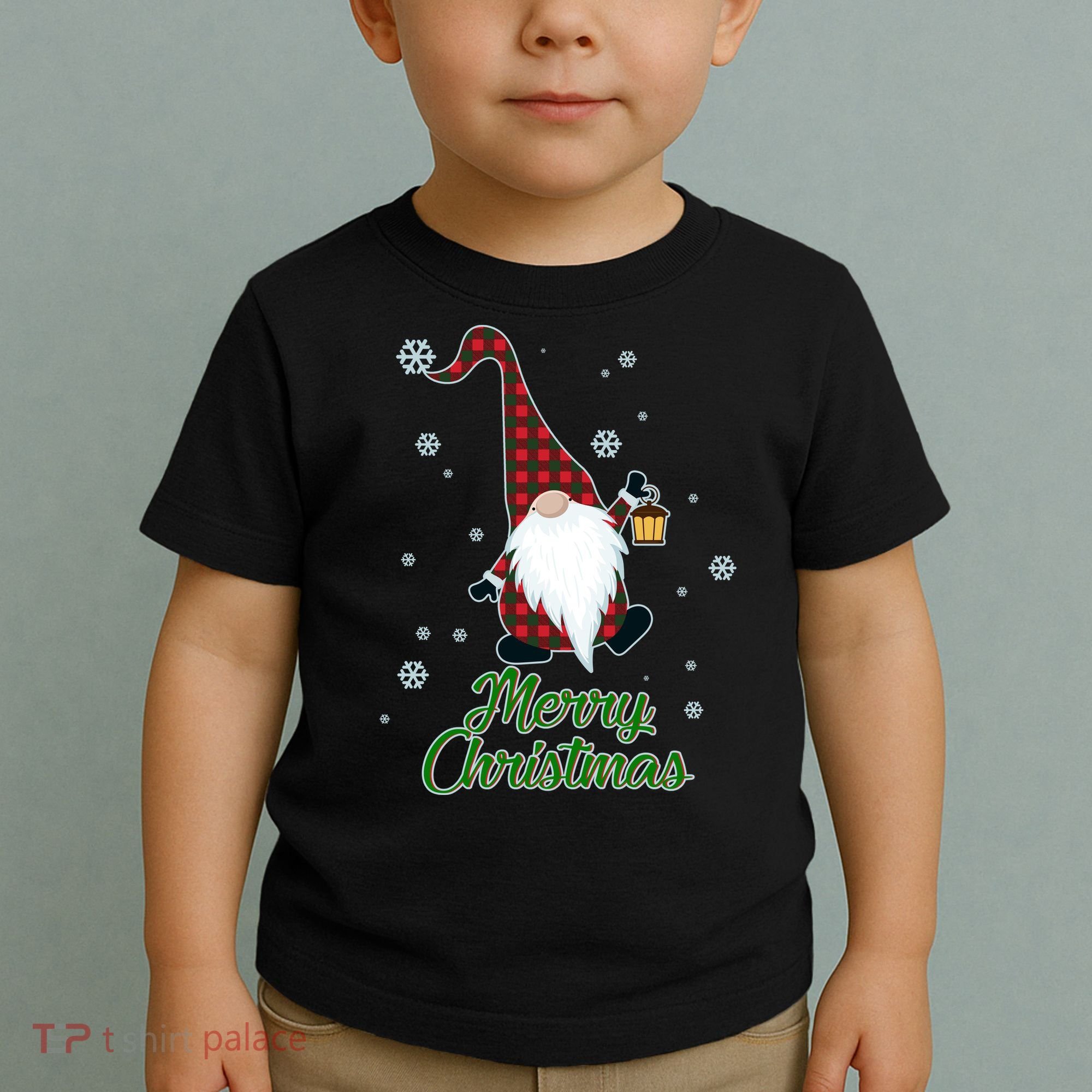 Merry Christmas Plaid Garden Gnome Toddler T-Shirt