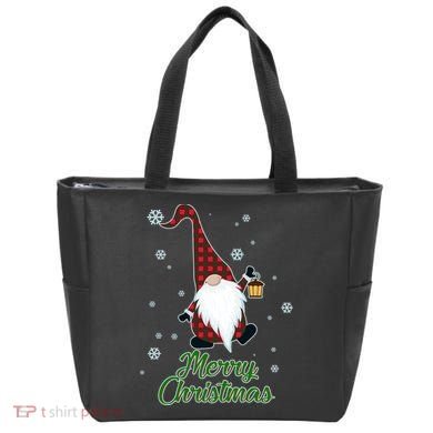 Merry Christmas Plaid Garden Gnome Tote Bag