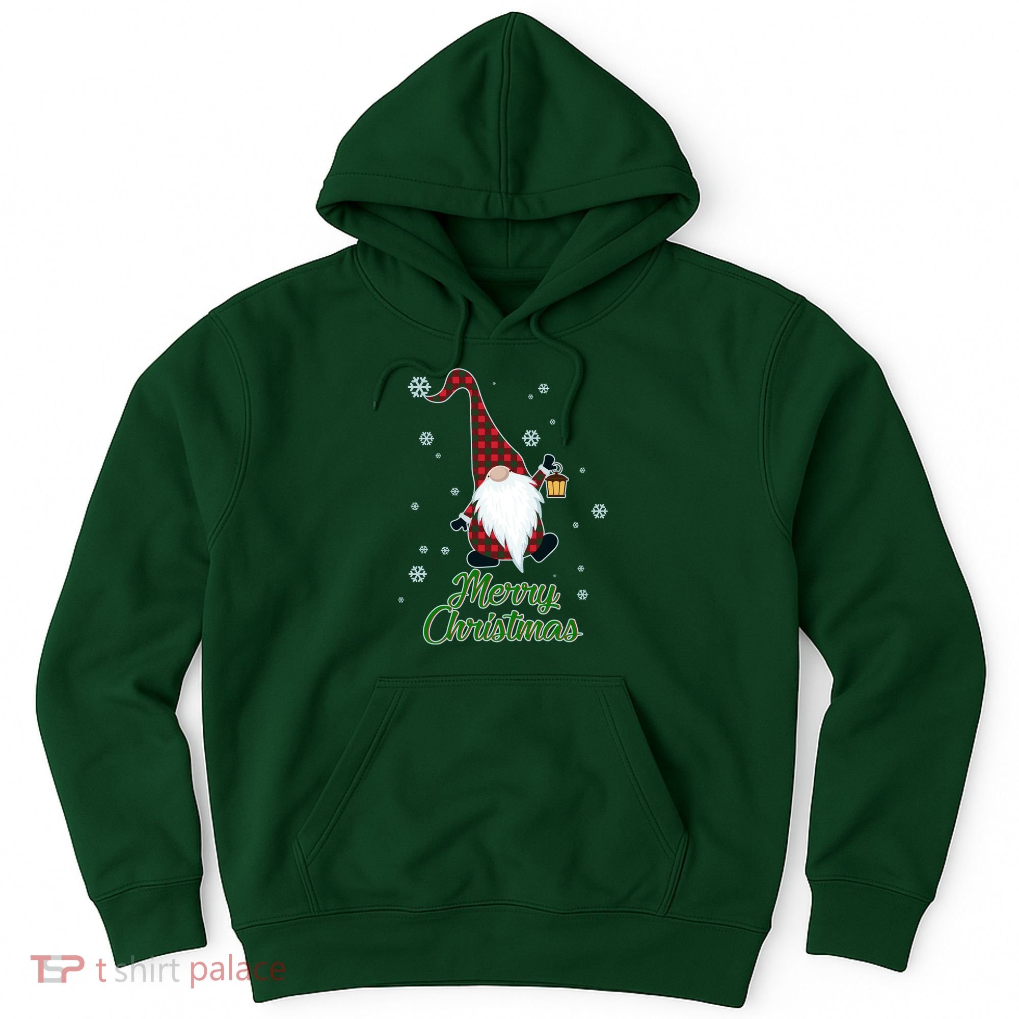 Merry Christmas Plaid Garden Gnome Hoodie